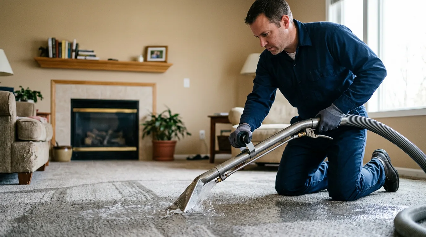 Water damage restoration technician working near Quechee, VT